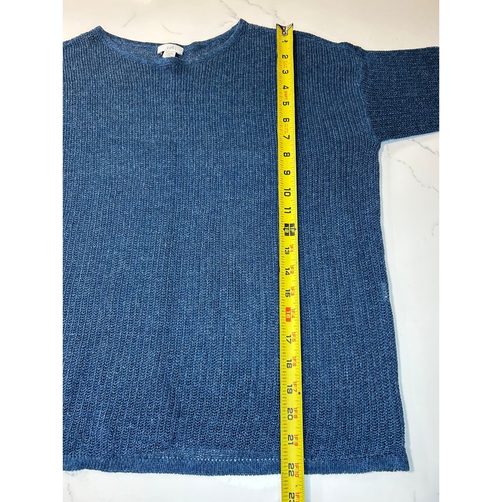 J. Jill Blue Open Knit Boat Neck 3/4 Sleeve Knit Sweater Womens Small Petite - Picture 7 of 7